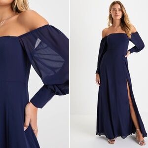 LULU's Sexy Prom Elegant Boho Long Sleeve Romantic Flowy Bridesmaid Wedding Gown